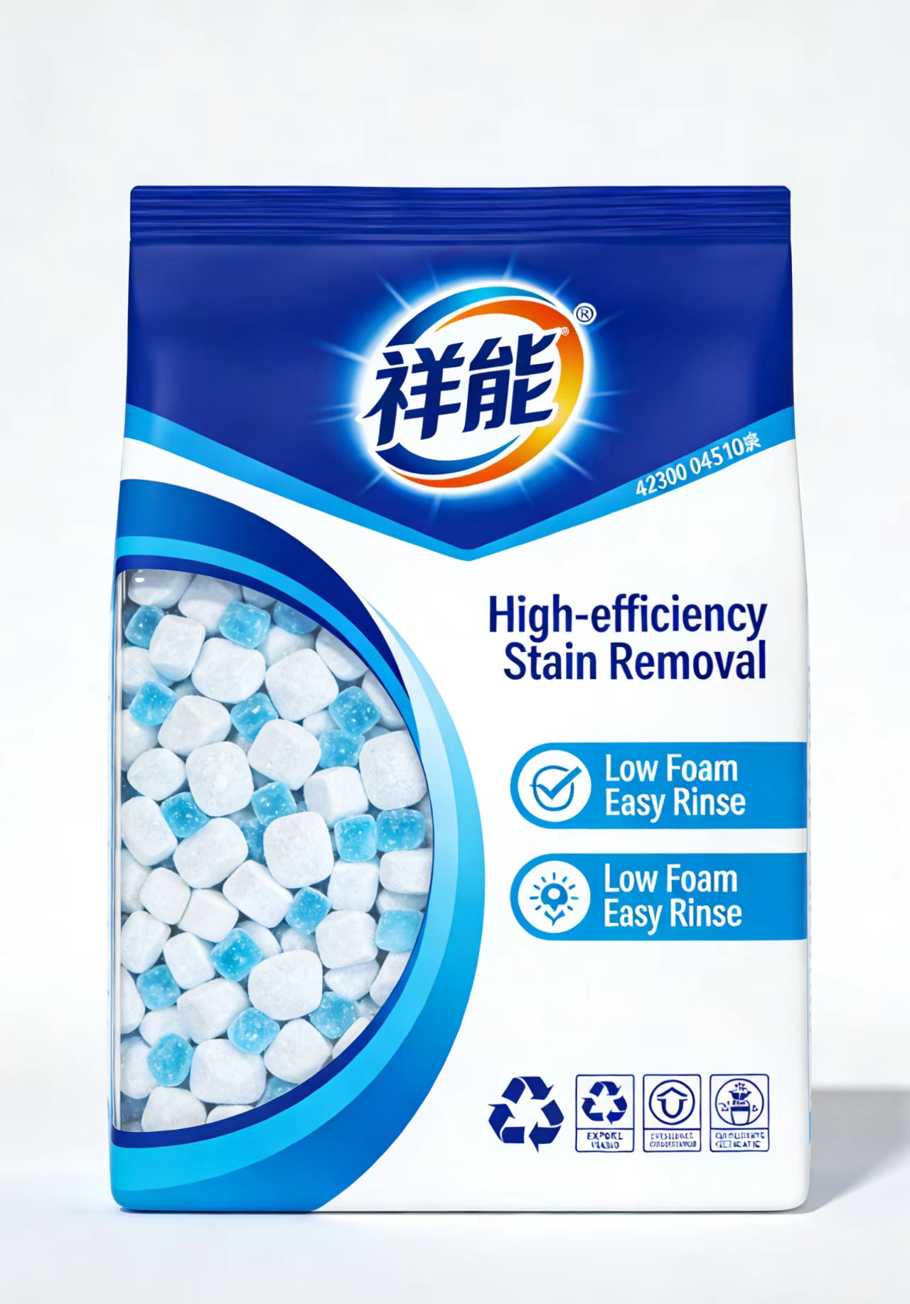 low foam export laundry powder dosage guide front load packaging photo